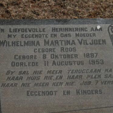 VILJOEN Wilhelmina Martina nee ROOS 1887-1953