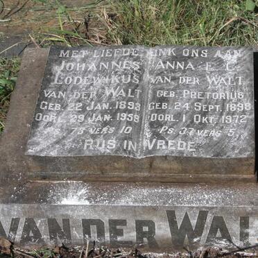 WALT Johannes Lodewikus, van der 1893-1959 &amp; Anna E.C. PRETORIUS 1898-1972