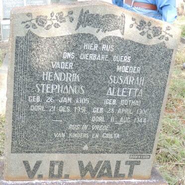 WALT Hendrik Stephanus, v.d. 1905-1951 &amp; Susarah Alletta BOTHA 1906-1944