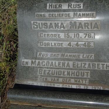 WATT Susana Maria, van der 1876-1946 :: BEZUIDENHOUT Magdalena Elizabeth nee VAN DER WATT 1899-1974_2