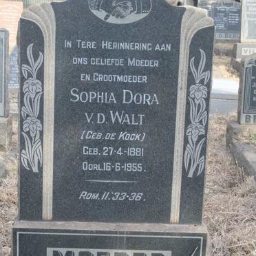 WALT Sophia Dora, van der nee DE KOCK 1881-1955