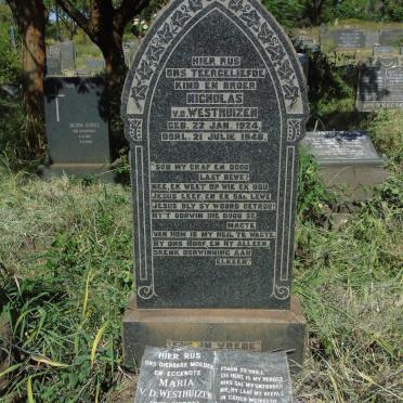WESTHUIZEN Maria, van der nee WEBER 1905-1962 :: VAN DER WESTHUIZEN Nicholas 1924-1946