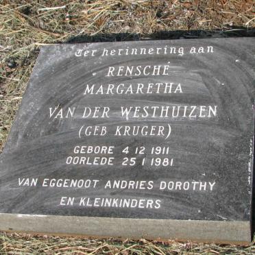 WESTHUIZEN Rensche Margaretha, van der nee KRUGER 1911-1981