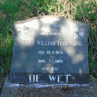 WET Henry William Ferdinand, de 1874-1968