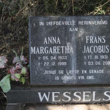WESSELS Frans Jacobus 1931-2005 & Anna Margaretha 1933-1999
