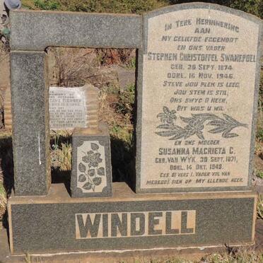 WINDELL Stephen Christoffel Swanepoel 1874-1946 &amp; Susanna Magrieta C. VAN WYK  1871-1949