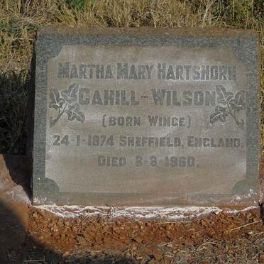 WILSON Martha Mary Hartshorn, CAHILL nee WINGE 1874-1960