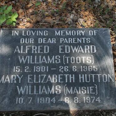 WILLIAMS Alfred Edward 1901-1965 & Mary Elizabeth HUTTON 1904-1974