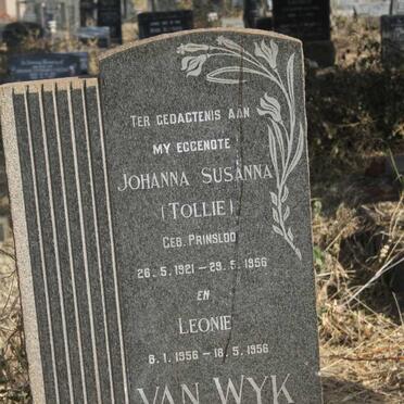 WYK Johanna Susanna, van nee PRINSLOO 1921-1956 :: VAN WYK Leonie 1956-1956
