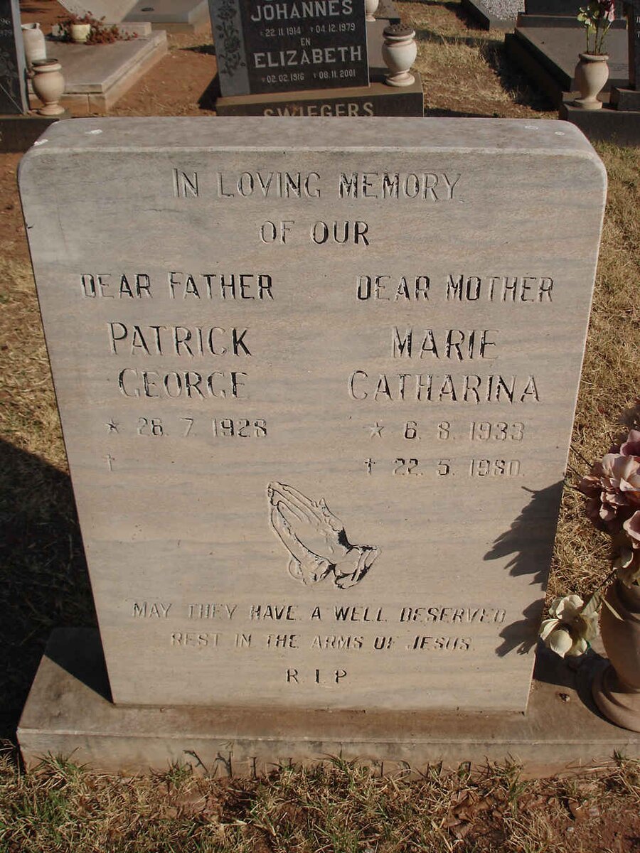 MURPHY Patrick George 1928- &amp; Marie Catharina 1933-1980