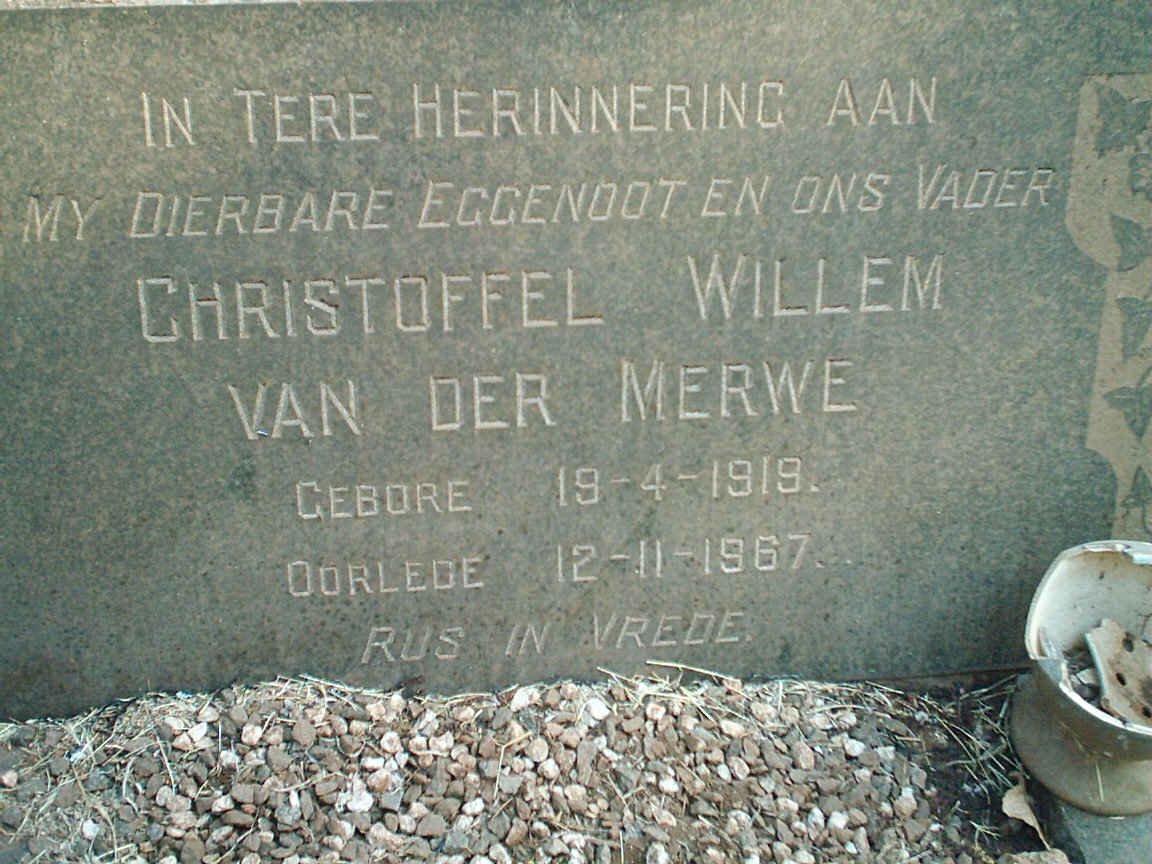 MERWE Christoffel Willem, van der 1919-1967