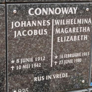 CONNOWAY Johannes Jacobus 1912-1942 &amp; Wilhelmina Magaretha Elizabeth 1913-1980