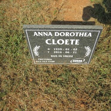 CLOETE Anna Dorothea 1939-2016