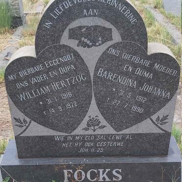 FOCKS William Hertzog 1918-1972 & Barendina Johanna 1912-1990