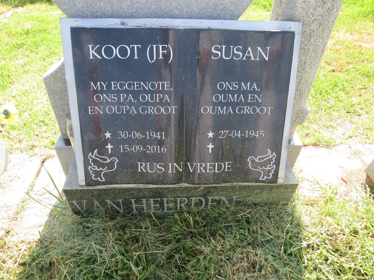 HEERDEN J.F., van 1941-2016 & Susan 1945-