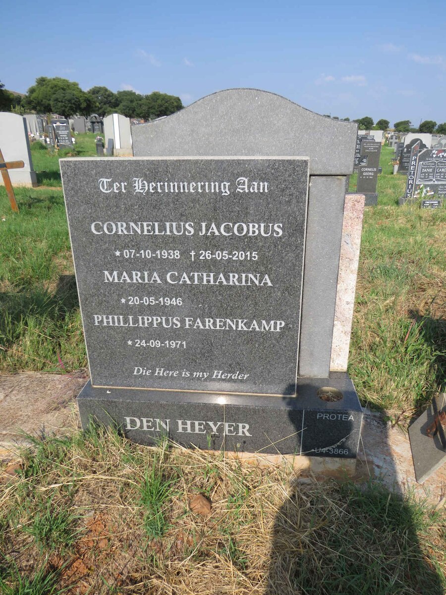 HEYER Cornelius Jacobus, den 1938-2015 & Maria Catharina 1946- :: DEN HEYER Phillippus Farenkamp 1971-