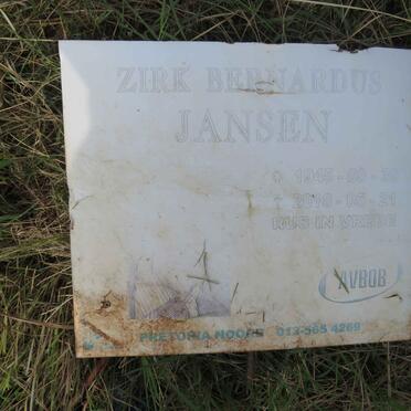 JANSEN Zirk Bernardus 1945-2018