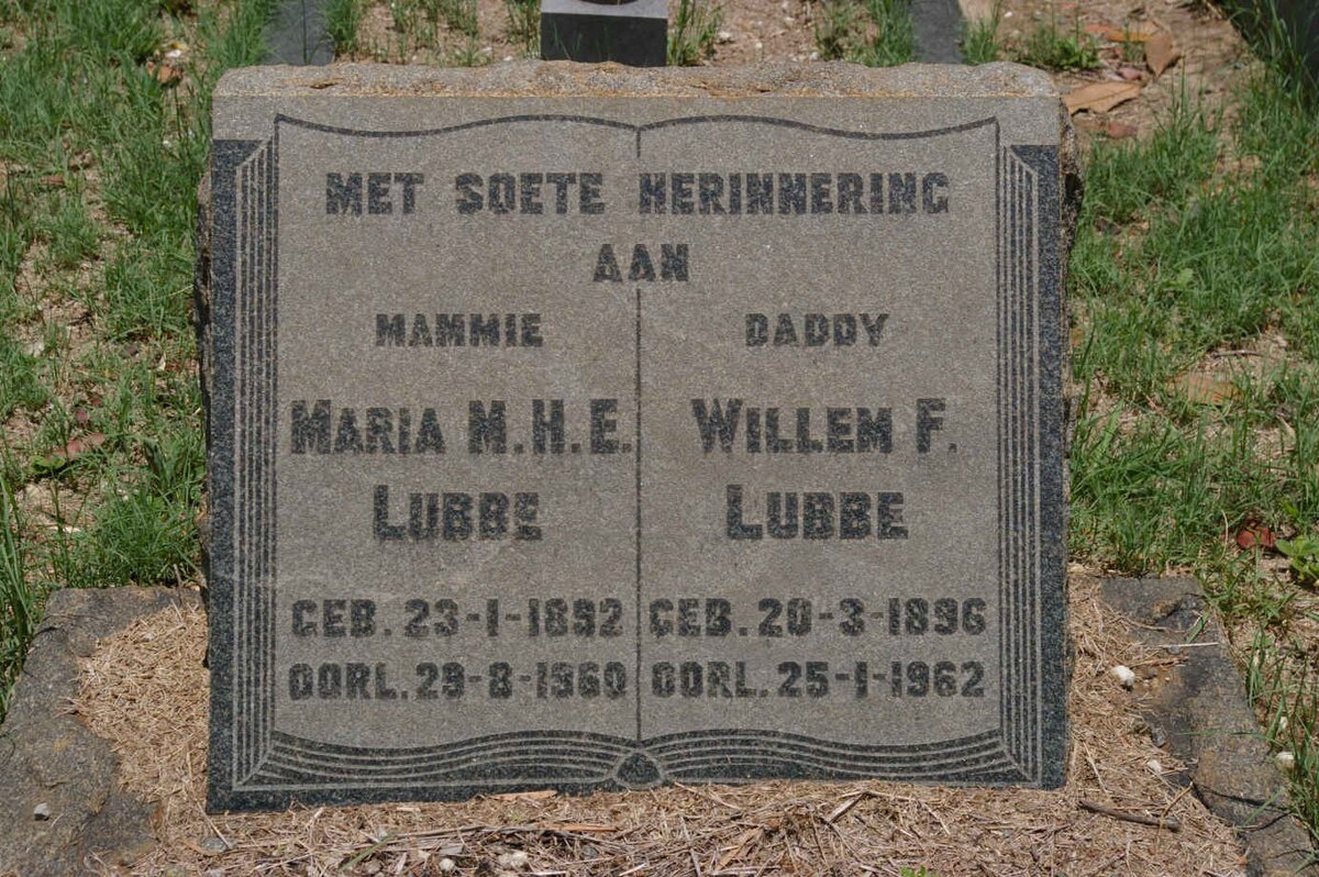 LUBBE Willem F.  1896-1962 &amp; Maria M.H.E. 1892-1960