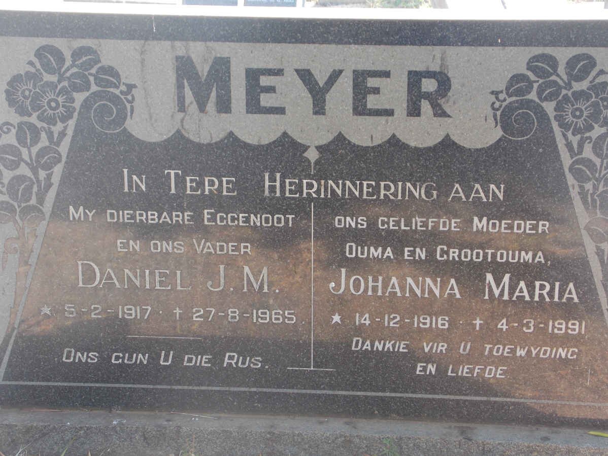 MEYER Daniel J. M. 1917-1965 &amp; Johanna Maria 1916-1991