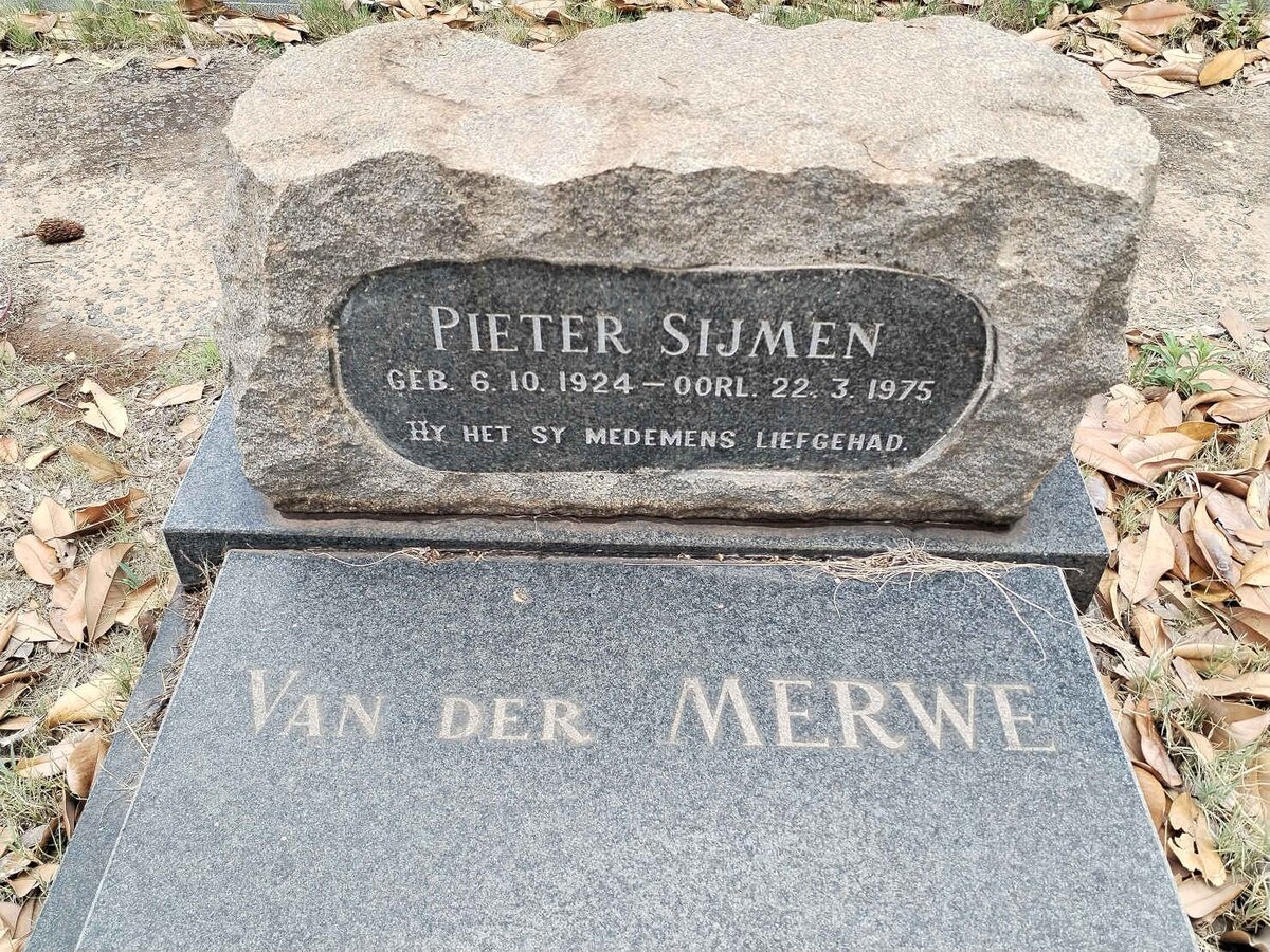 MERWE Pieter Sijmen, van der 1924-1975