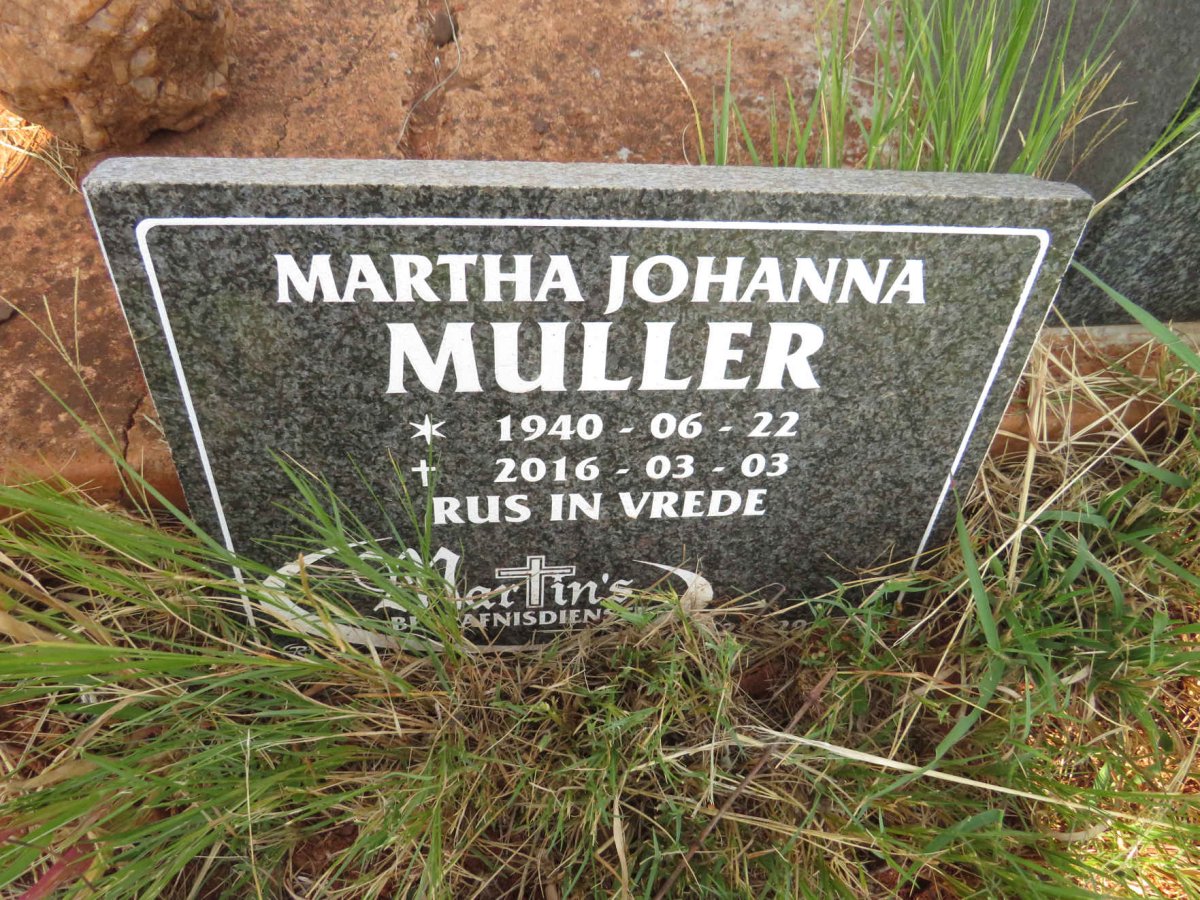 MULLER Martha Johanna 1940-2016