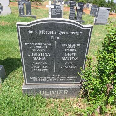 OLIVIER Gert Mathys 1940- & Christina Maria 1945-2018