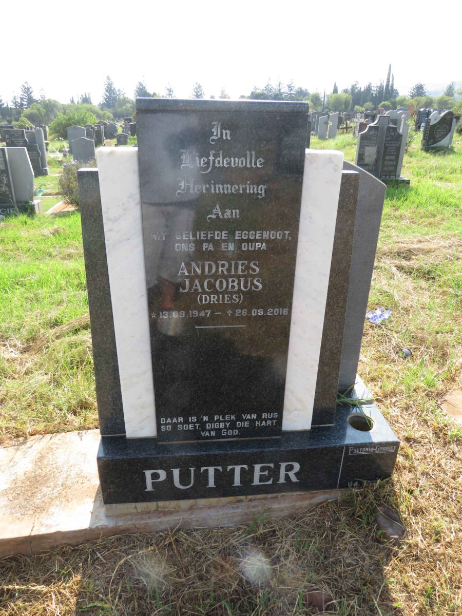 PUTTER Andries Jacobus 1947-2016