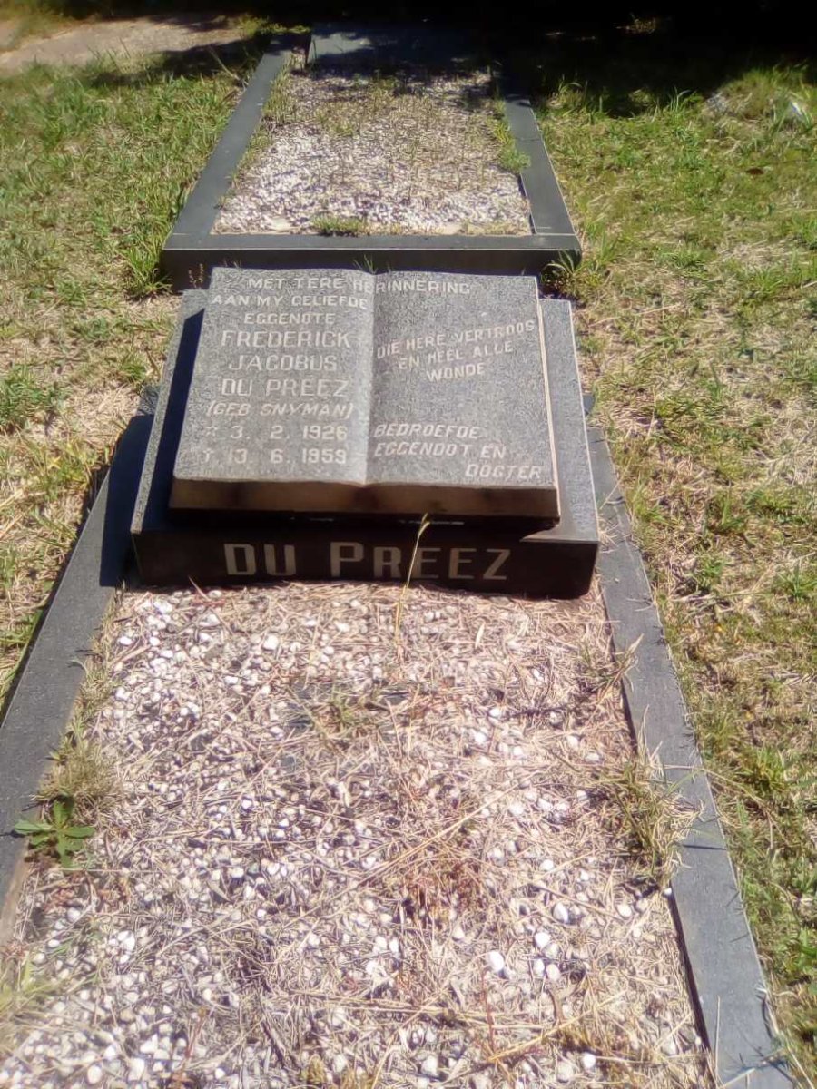 PREEZ Frederick Jacobus, du nee SNYMAN 1926-1959