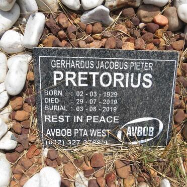 PRETORIUS Gerhardus Jacobus Pieter 1929-2019