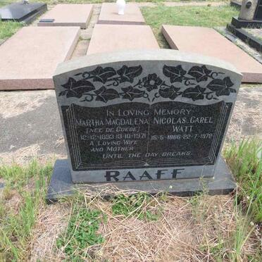 RAAFF Nicolas Carel Watt 1886-1972 & Martha Magdalena DE GOEDE 1893-1971