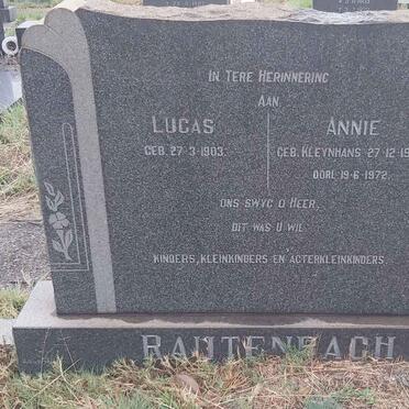 RAUTENBACH Lucas 1903- & Annie KLEYNHANS  1904-1972