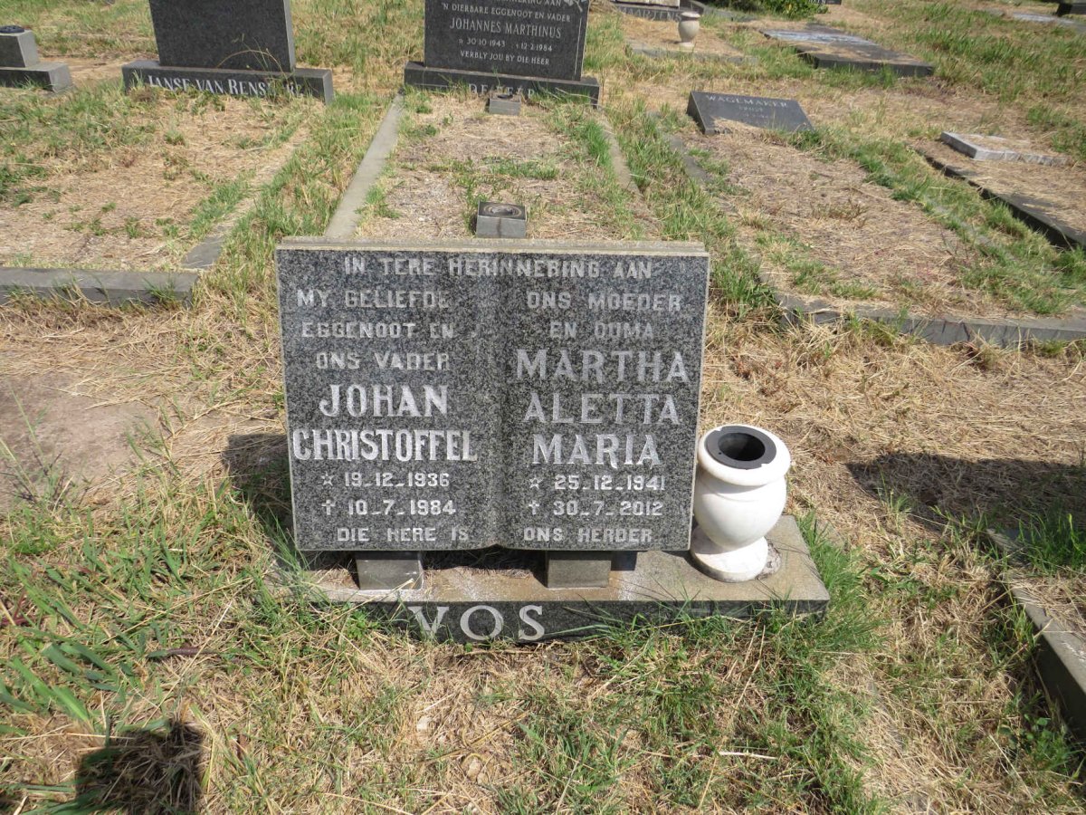 VOS Johan Christoffel 1936-1984 & Martha Aletta Maria 1941-2012