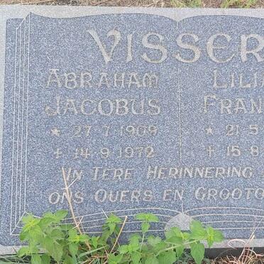 VISSER Abraham Jacobus 1909-1972 & Lilian Francis 1907-1977