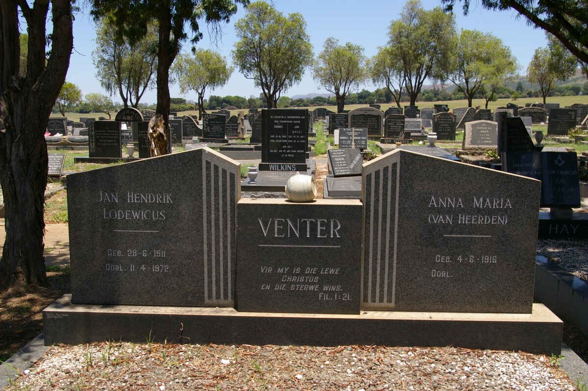VENTER Jan Hendrikus Lodewicus 1911-1972 &amp; Anna Maria VAN HEERDEN 1916-