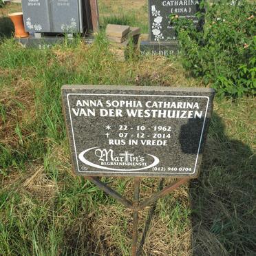 WESTHUIZEN Anna Sophia Catharina, van der 1962-2014
