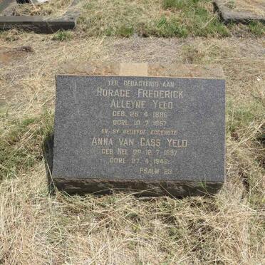 YELD Horage Frederick Alleyne 1886-1957 & Anna VAN GASS nee NEL 1887-1946