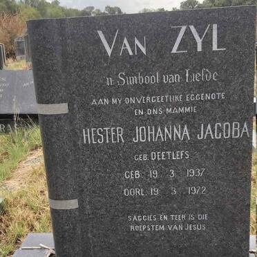 ZYL Hester Johanna Jacoba, van nee DEETLEFS 1937-1972