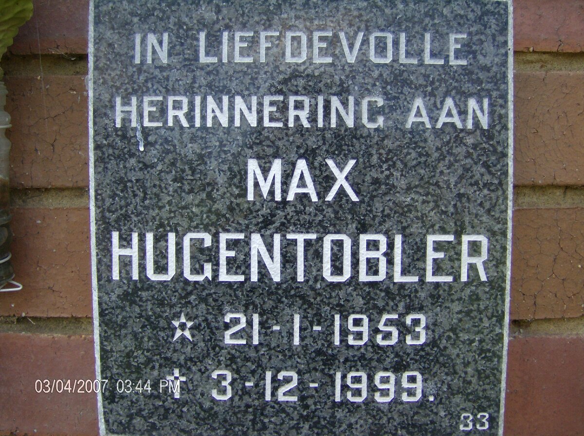 HUGENTOBLER Max 1953-1999