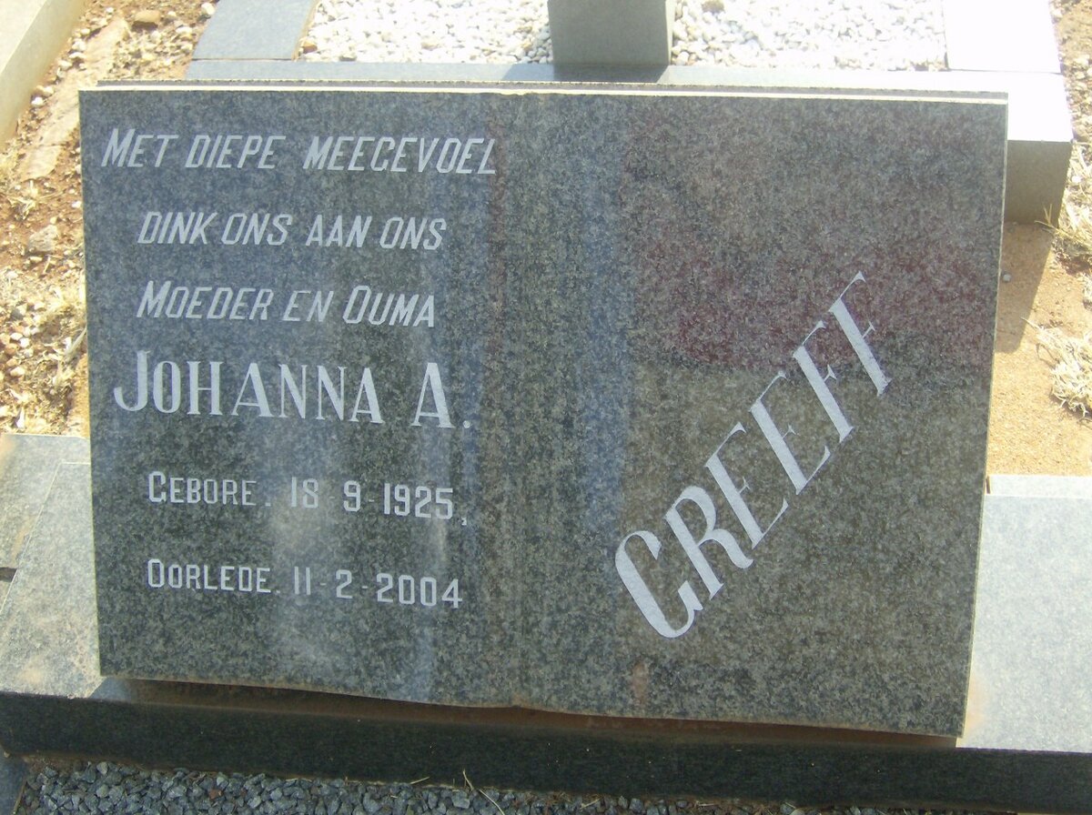 GREEFF Johanna Anna A. 1925-2004