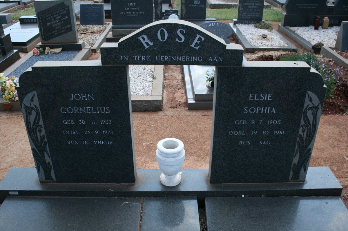 ROSE John Cornelius 1903-1973 &amp; Elsie Sophia 1905-1981