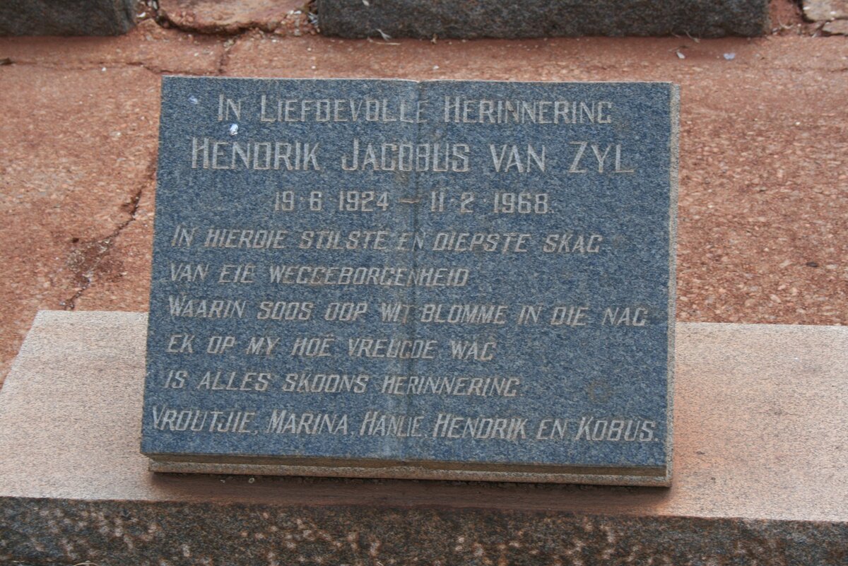 ZYL Hendrik Jacobus, van 1924-1968