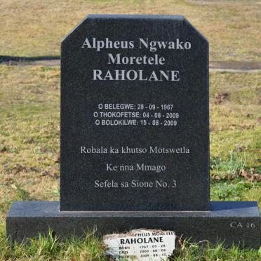 RAHOLANE Apheus Ngwako Moretele 1967-2009
