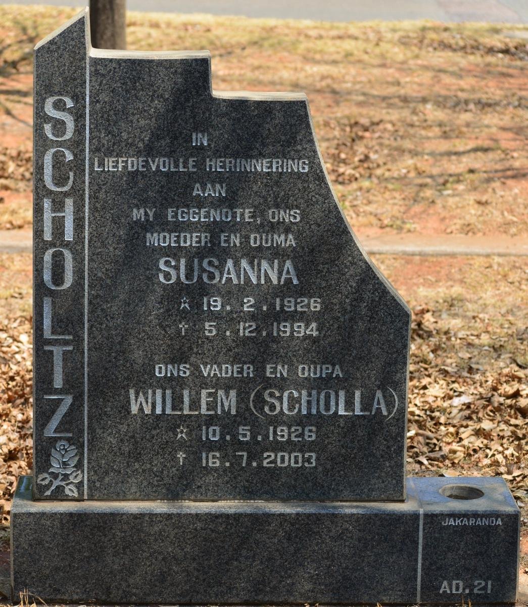 SCHOLTZ Willem 1926-2003 &amp; Susanna 1926-1994