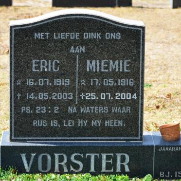 VORSTER Eric 1919-2003 &amp; Miemie 1916-2004