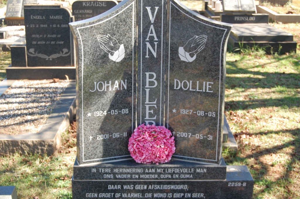 BLERK Johan, van 1924-2001 &amp; Dollie 1927-2007