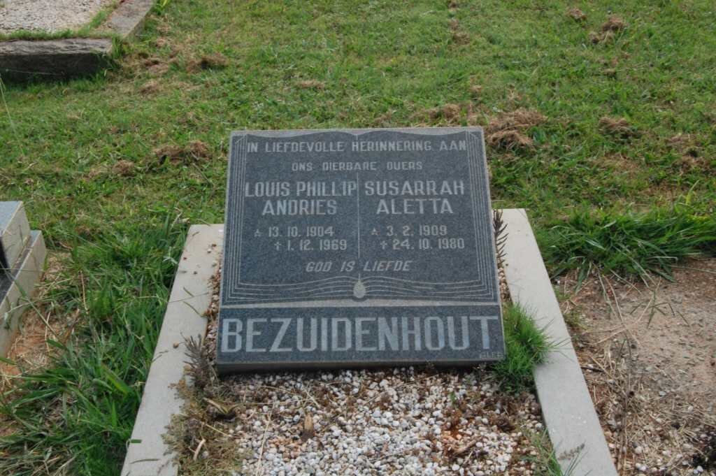 BEZUIDENHOUT Louis Phillip Andries 1904-1969 &amp; Susarrah Aletta 1909-1980
