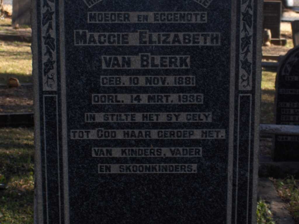 BLERK Maggie Elizabeth, van 1881-1936