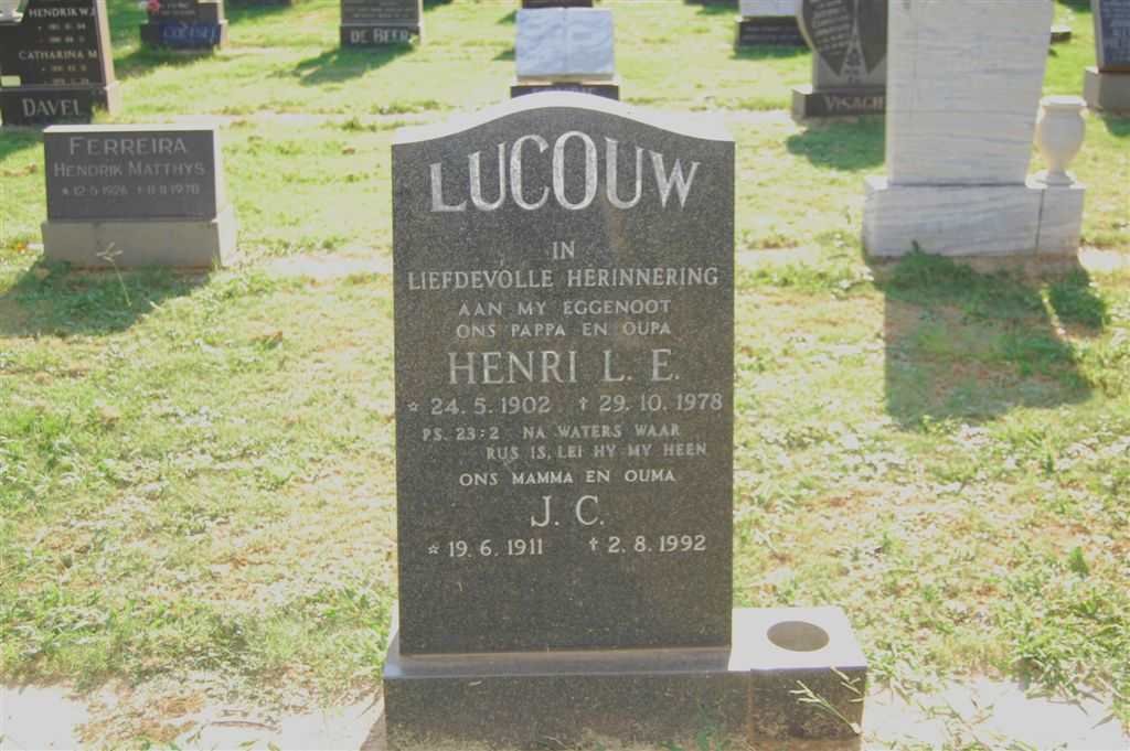 LUCOUW Henri L.E. 1902-1978 &amp; J.C. 1911-1992