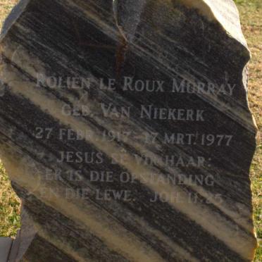MURRAY Rolien le Roux nee VAN NIEKERK 1917-1977
