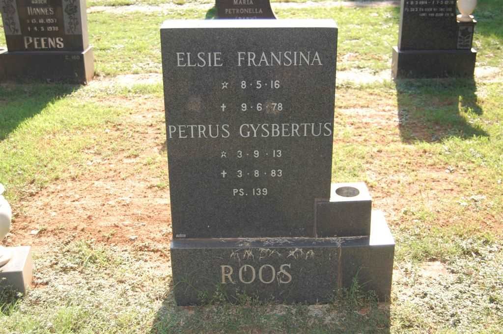 ROOS Petrus Gysbertus 1913-1983 &amp; Elsie Fransina 1916-1978